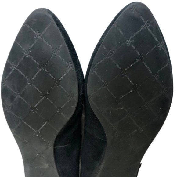 Jack Rogers Chantel D'Orsay Scalloped Suede Flats - Black - 7.5 - Picture 9 of 10